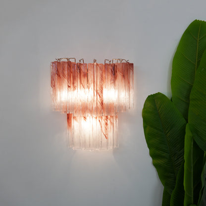 Pink Murano Glass Tube Wall Sconces