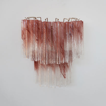 Pink Murano Glass Tube Wall Sconces