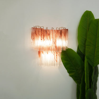 Pink Murano Glass Tube Wall Sconces
