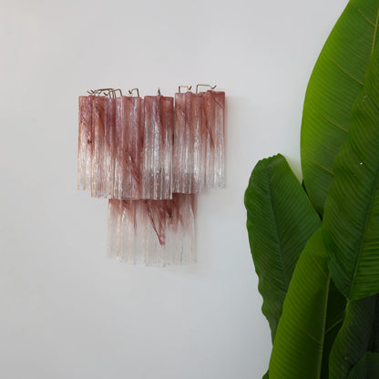 Pink Murano Glass Tube Wall Sconces