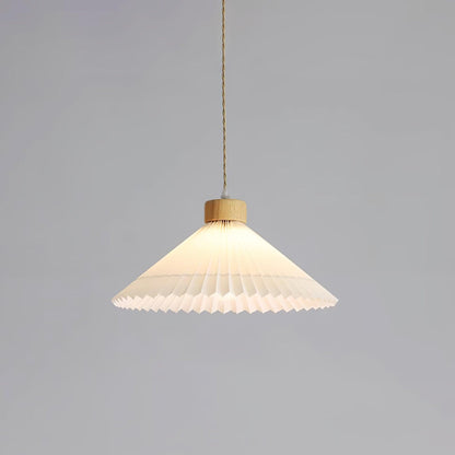 Pleated Wooden Pendant Light