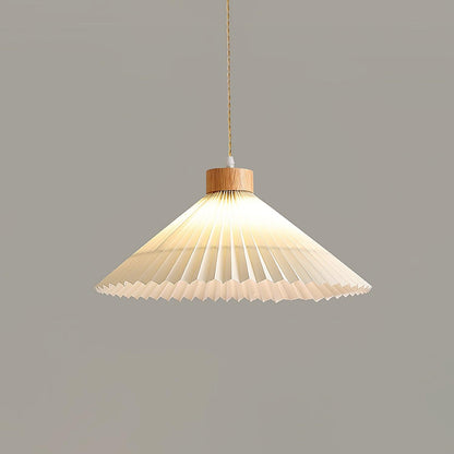Pleated Wooden Pendant Light