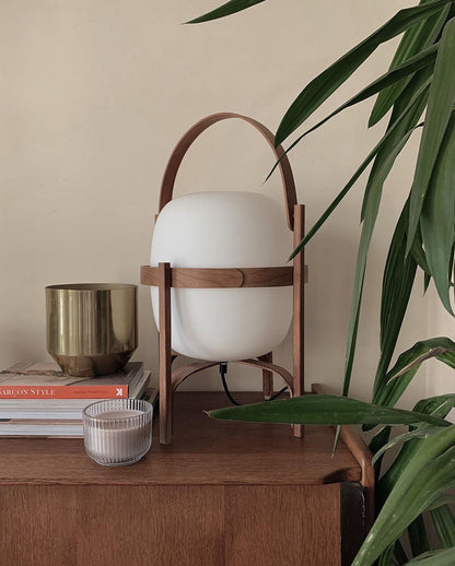 Portable Lantern Glass Table Lamp