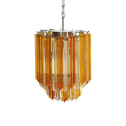 Quadriedri Murano Prisms Amber Transparent Chandelier