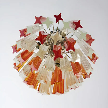 Quadriedri Murano Prisms Amber Transparent Chandelier