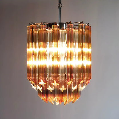Quadriedri Murano Prisms Amber Transparent Chandelier