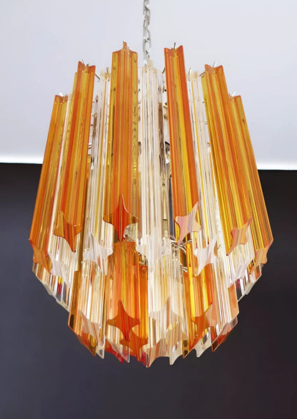 Quadriedri Murano Prisms Amber Transparent Chandelier