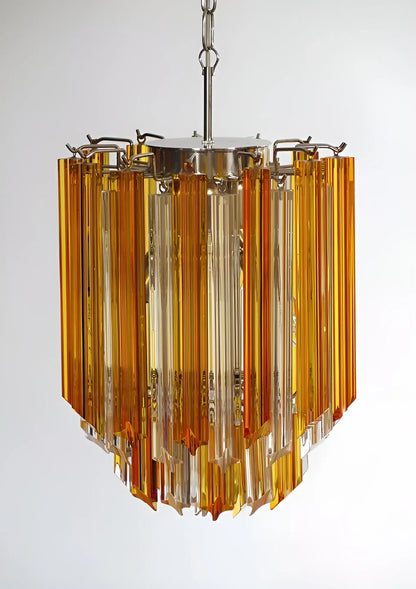 Quadriedri Murano Prisms Amber Transparent Chandelier