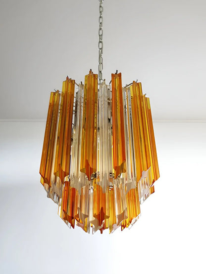 Quadriedri Murano Prisms Amber Transparent Chandelier