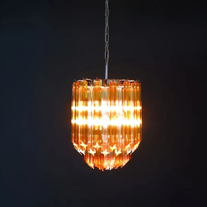 Quadriedri Murano Prisms Amber Transparent Chandelier