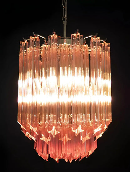 Quadriedri Murano Prisms Pink Chandelier