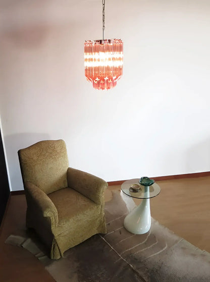 Quadriedri Murano Prisms Pink Chandelier