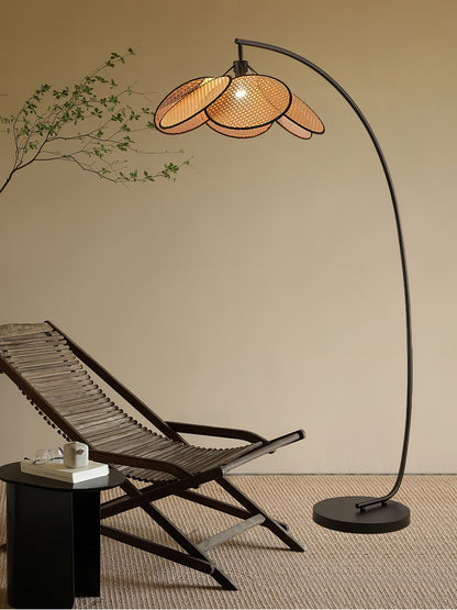 Rattan Bloom Arc Floor Lamp