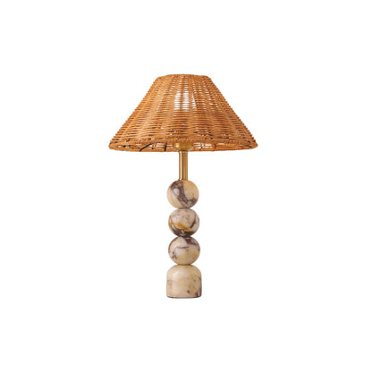 Rattan Marble Table Lamp