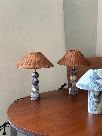 Rattan Marble Table Lamp
