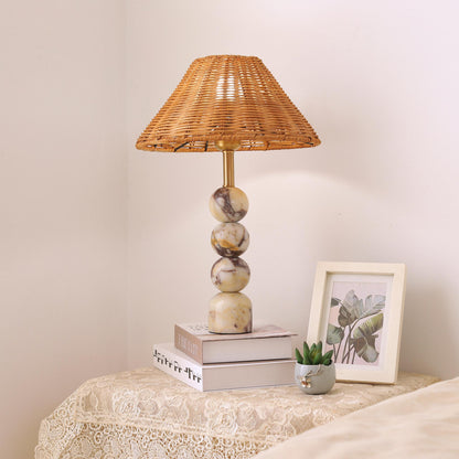 Rattan Marble Table Lamp