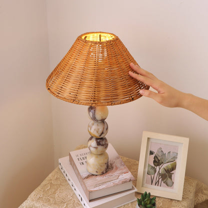 Rattan Marble Table Lamp