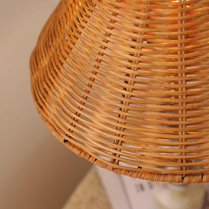 Rattan Marble Table Lamp