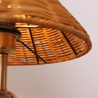 Rattan Marble Table Lamp