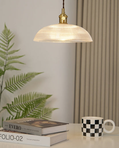 Ribbed Spiral Pendant Swag Light