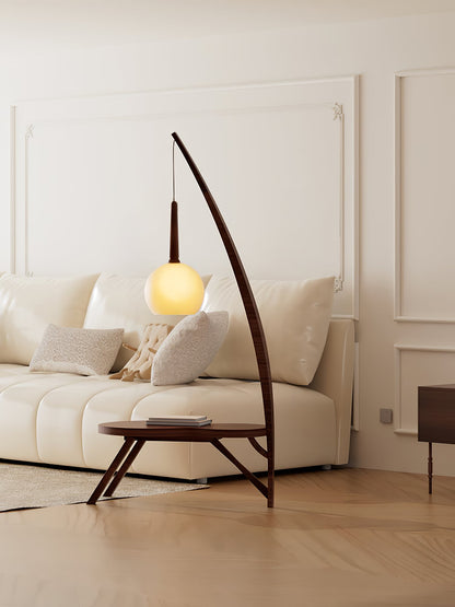 Solid Wood Coffee Table Storage Floor Lamp