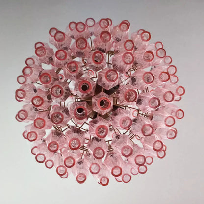 Spherical Murano Poliedri Pink Glass Chandelier