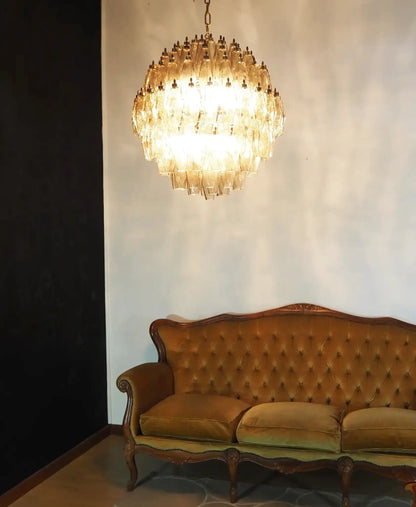 Spherical Murano Poliedri Smoked Glass Chandelier