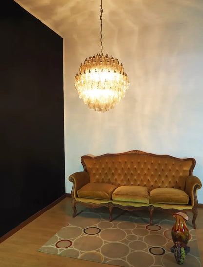 Spherical Murano Poliedri Smoked Glass Chandelier