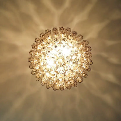 Spherical Murano Poliedri Smoked Glass Chandelier