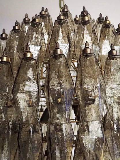 Spherical Murano Poliedri Smoked Glass Chandelier