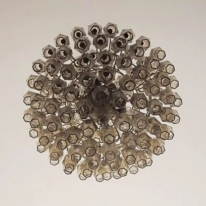 Spherical Murano Poliedri Smoked Glass Chandelier