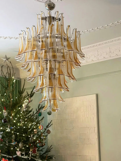 Stunning Murano Amber Glass Petals Chandelier