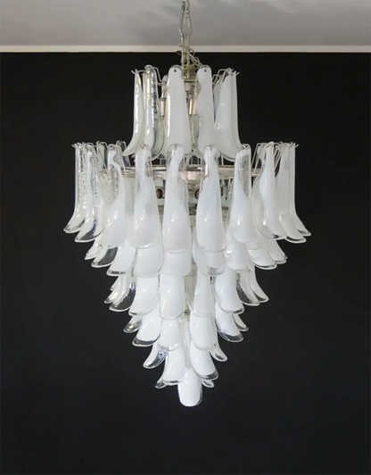 Stunning Murano White Glass Petals Chandelier