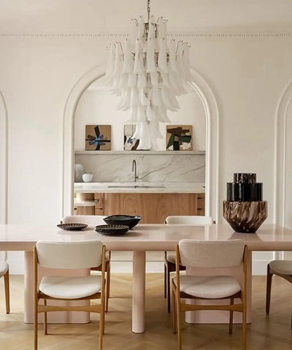 Stunning Murano White Glass Petals Chandelier