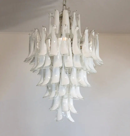 Stunning Murano White Glass Petals Chandelier