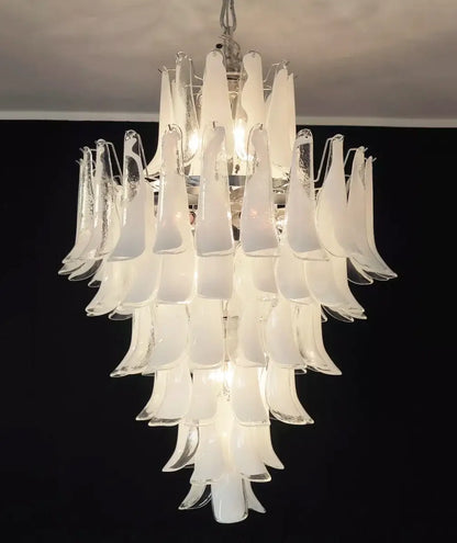 Stunning Murano White Glass Petals Chandelier
