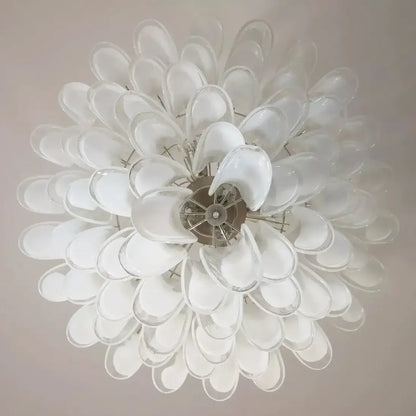 Stunning Murano White Glass Petals Chandelier