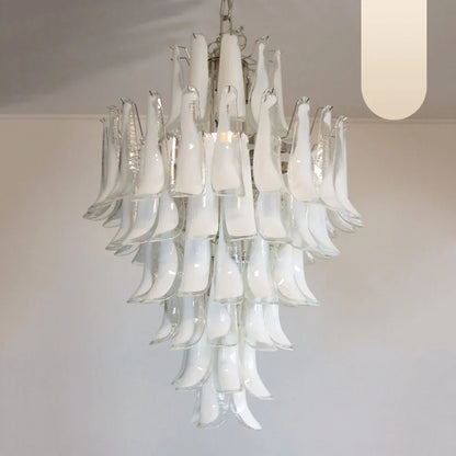 Stunning Murano White Glass Petals Chandelier