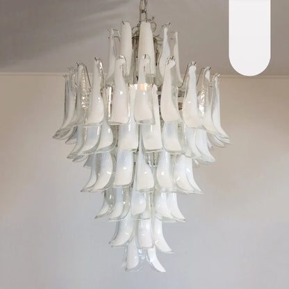 Stunning Murano White Glass Petals Chandelier
