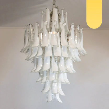Stunning Murano White Glass Petals Chandelier