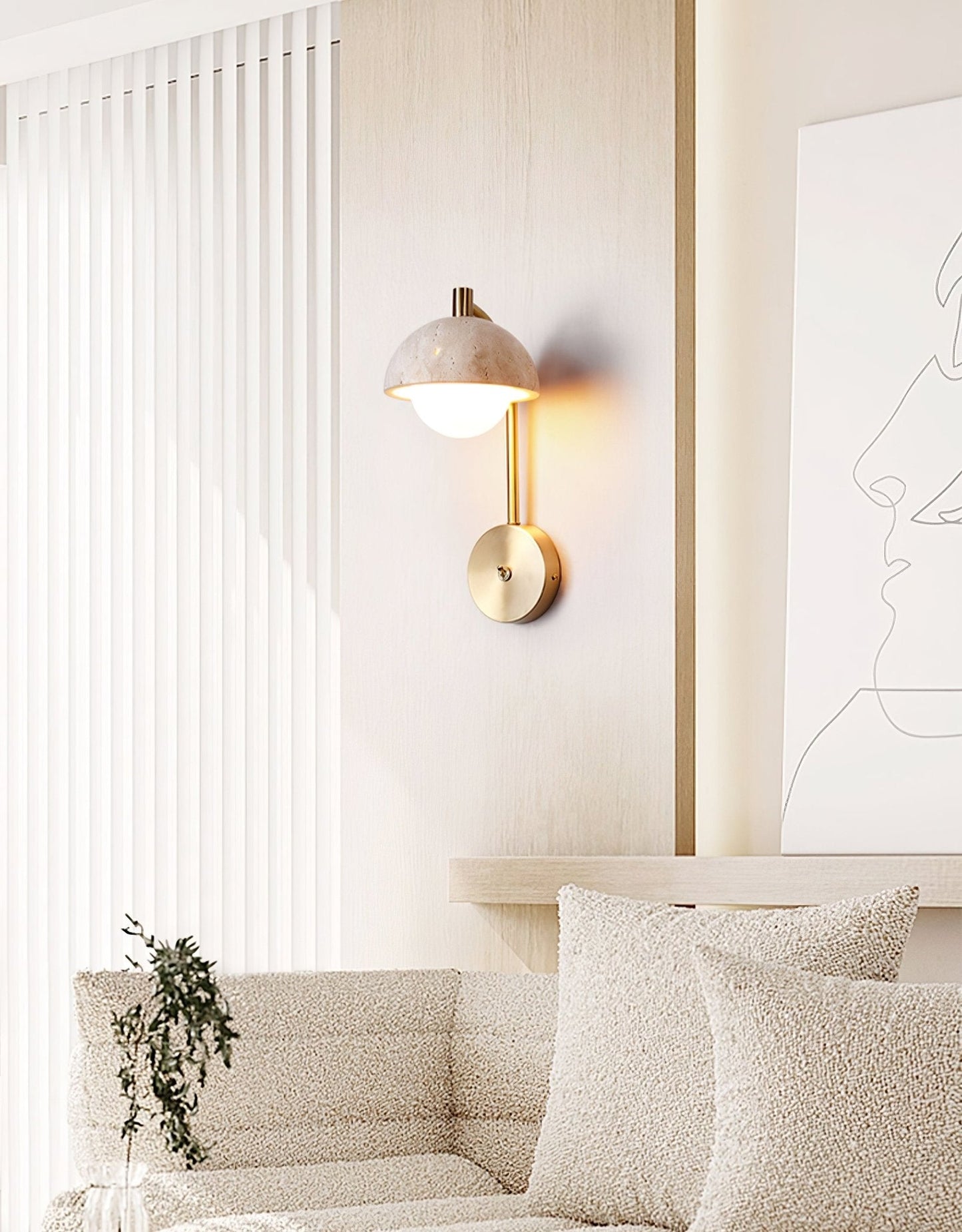 Vellum Travertine Wall Lamp