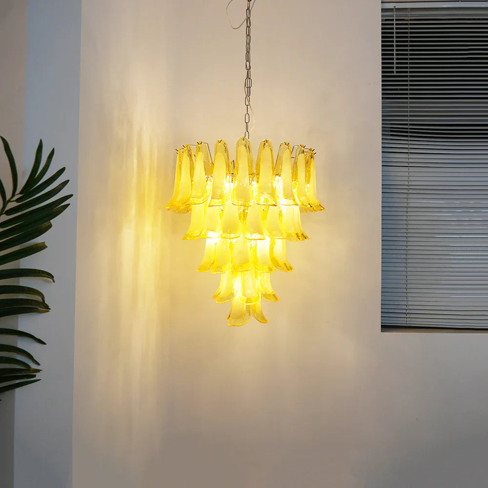Vintage Caramel Murano Glass Petals Chandelier