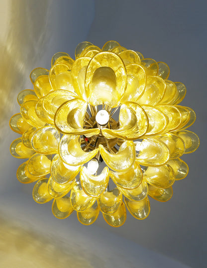 Vintage Caramel Murano Glass Petals Chandelier