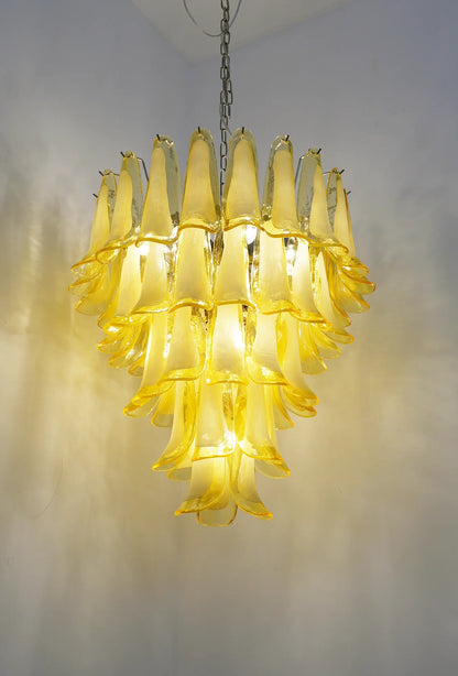 Vintage Caramel Murano Glass Petals Chandelier