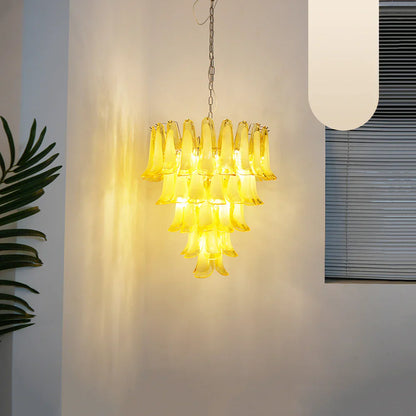 Vintage Caramel Murano Glass Petals Chandelier