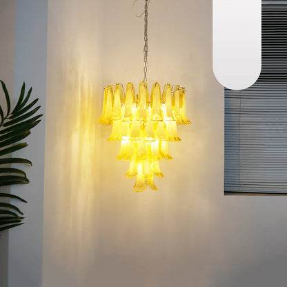 Vintage Caramel Murano Glass Petals Chandelier