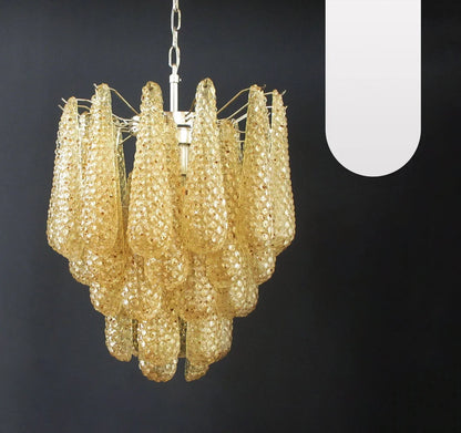 Vintage Murano Amber Glass Petals Chandelier