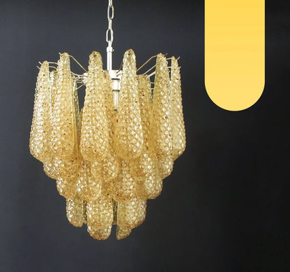 Vintage Murano Amber Glass Petals Chandelier