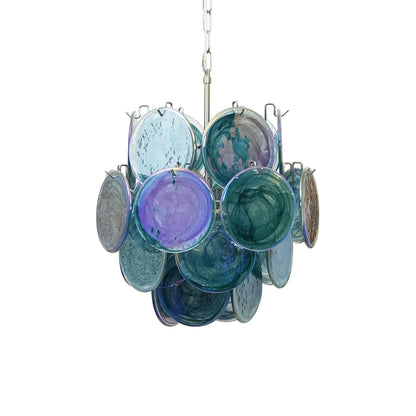 Vintage Murano Blue Glass Disks Chandelier