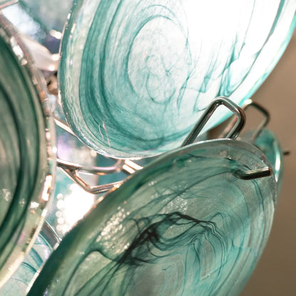Vintage Murano Blue Glass Disks Chandelier